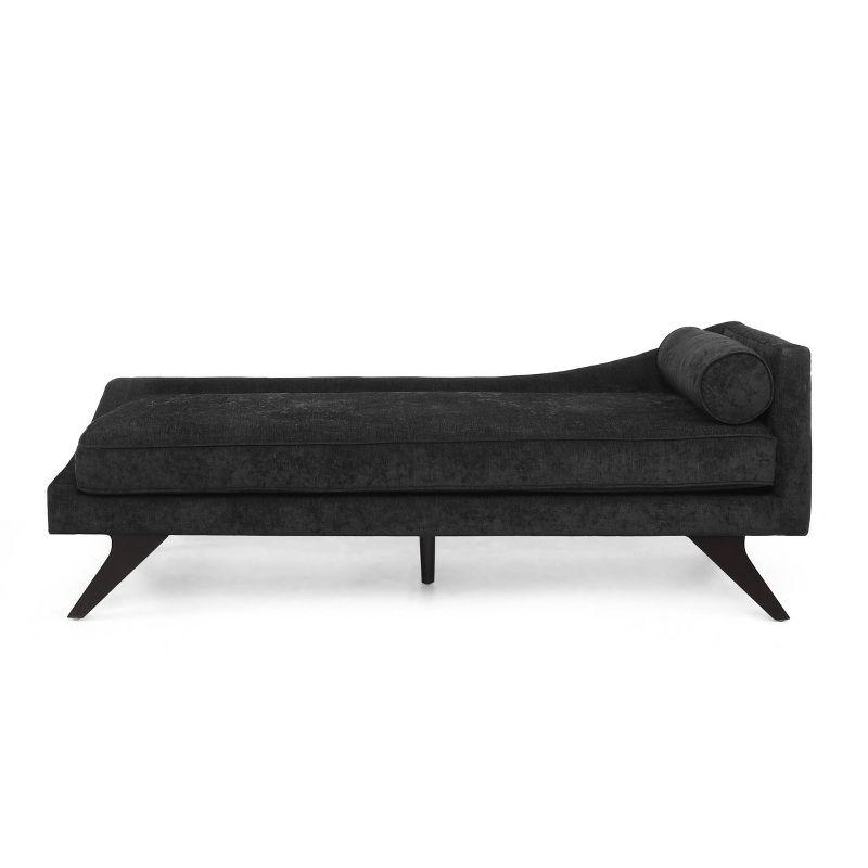 Cagle Mid Century Modern Fabric Chaise Lounge Black/Dark Brown - Christopher Knight Home