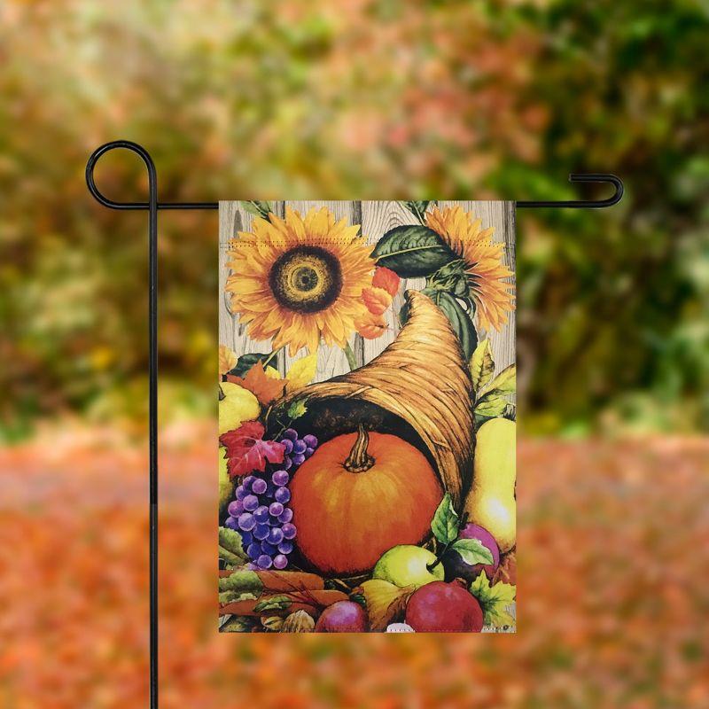 Bountiful Cornucopia Autumn Garden Flag Fruit Flowers 18" x 12.5" Briarwood Lane