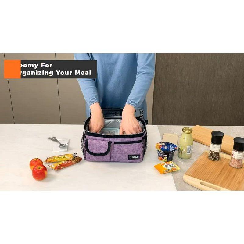 OPUX Insulated Dual Compartment Lunch Bag, Leakproof Soft Cooler Box Women Men Adult, Reusable Tote Pail Kids Boys Girls School (Heather Sea Blue)