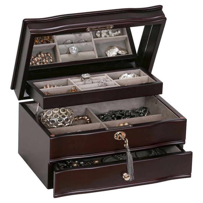 Mele & Co. Davina Women's Locking Wooden Jewelry Box - Mahogany