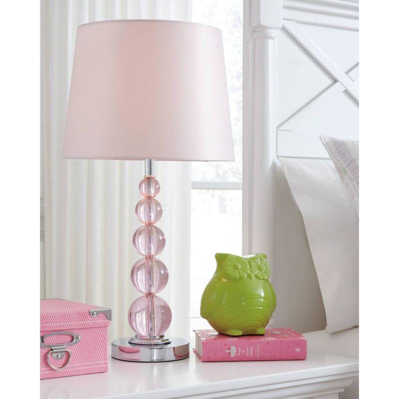 Signature Design by Ashley Letty Table Lamp Pink: Crystal Base, Polyester Shade, 1-Way Switch, Girls Bedroom Decor