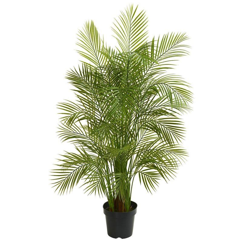 Lush Green 62.5'' Tropical Areca Palm with Lights Outdoor Potted Tree