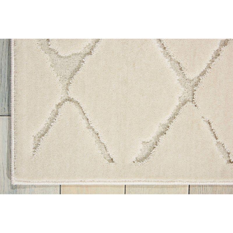 Ivory Diamond Pattern Rectangular Synthetic Rug 5'3" x 7'3"