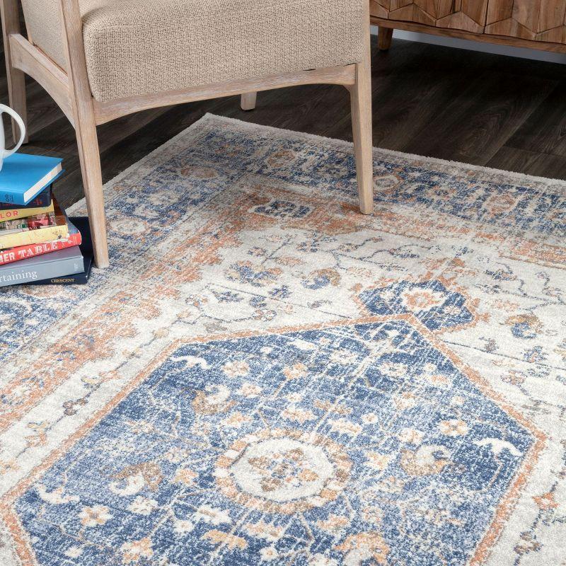 Nuloom Jacquie Oriental/Persian 3x5 Accent Indoor Area Rug for Living Room Bedroom Dining Room Entryway Kitchen, Blue/Ivory