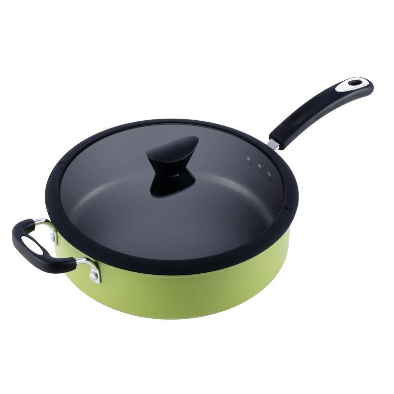 Green Aluminum Non-Stick Sauce Pan with Lid, 12"