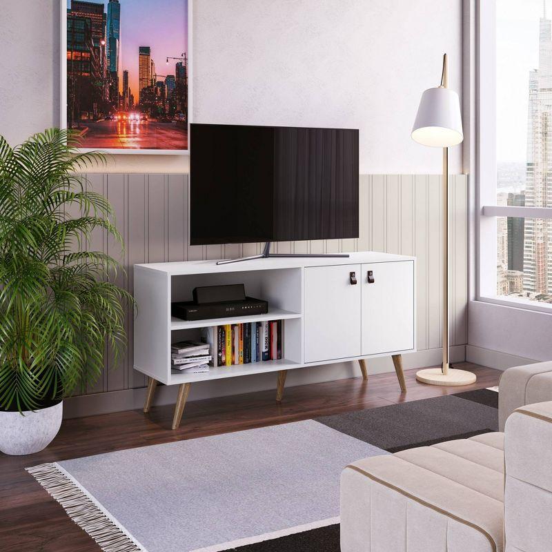 Amber Faux Leather Handles TV Stand for TVs up to 50" - Manhattan Comfort