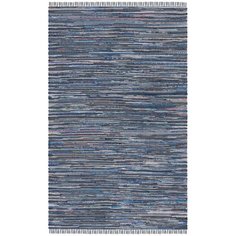Rag Rug RAR121 Hand Woven Indoor Area Rug - 5'x8' - Ink/Multi - Safavieh