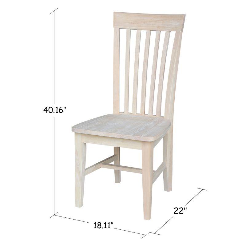 Set of 2 Tall Mission Chairs Wood/Unfinished - International Concepts: Solid Parawood, Kitchen Furniture