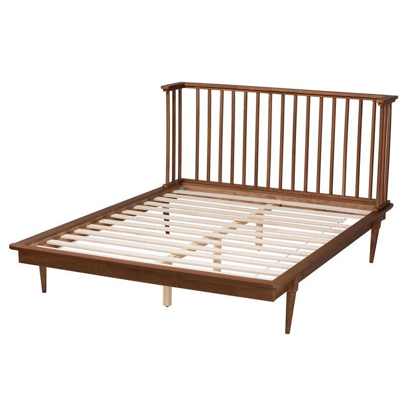 Baxton Studio Flint Mid-Century Modern Ash Walnut Finished Wood Platform Bed