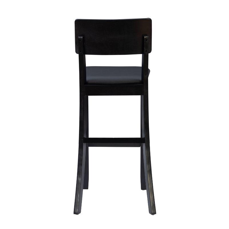 Linon 29" Torino Padded Seat Faux Leather Contemporary Barstool Hardwood/Black: Vinyl Upholstery, Wood Legs, Foam Fill