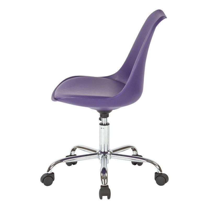 Emerson Office Chair with Pneumatic Chrome Base Purple - OSP Home Furnishings: Swivel, Armless, Adjustable Height