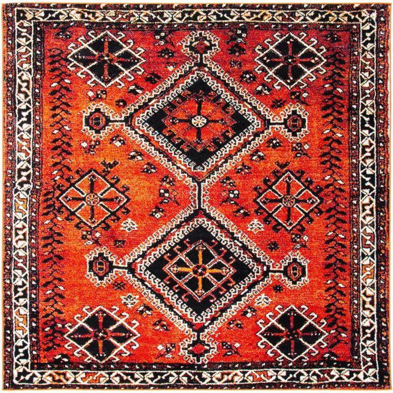 Vintage Hamadan VTH293 Power Loomed Area Rug - Orange/Red - 6'7"x6'7" - Safavieh.