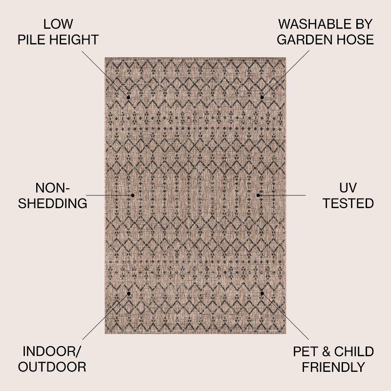 Ourika Moroccan Geometric Textured Weave Indoor/Outdoor Area Rug - JONATHAN Y