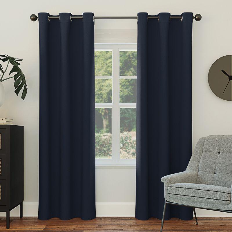 40"x84" Sun Zero Blackout Kenneth Energy Saving Grommet Curtain Panel Navy Blue: Modern Thermal Insulated, Noise Reduction