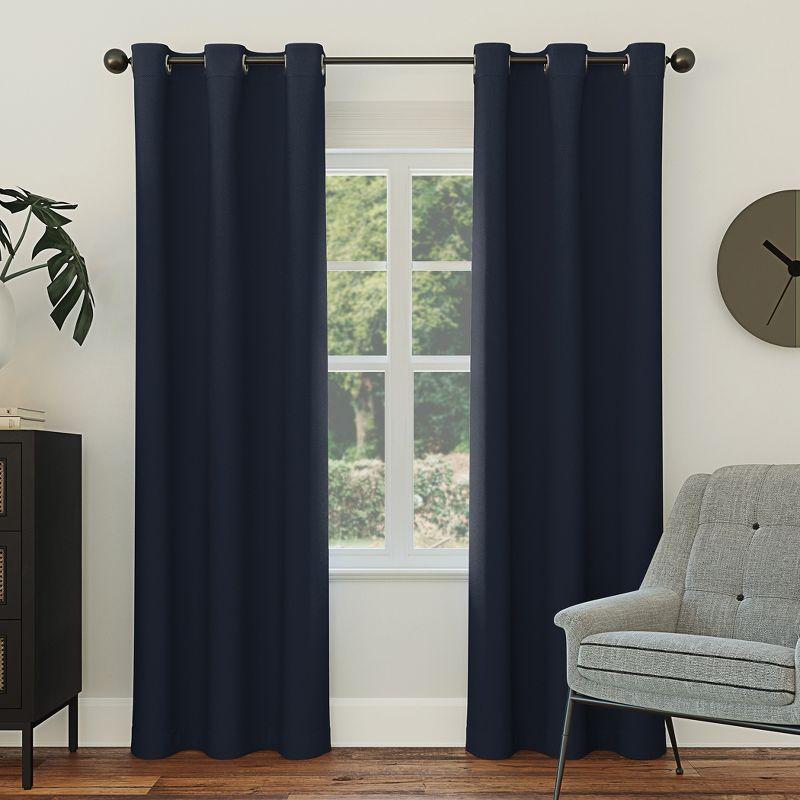 Navy Blackout Grommet Polyester 63" Window Curtain Panel