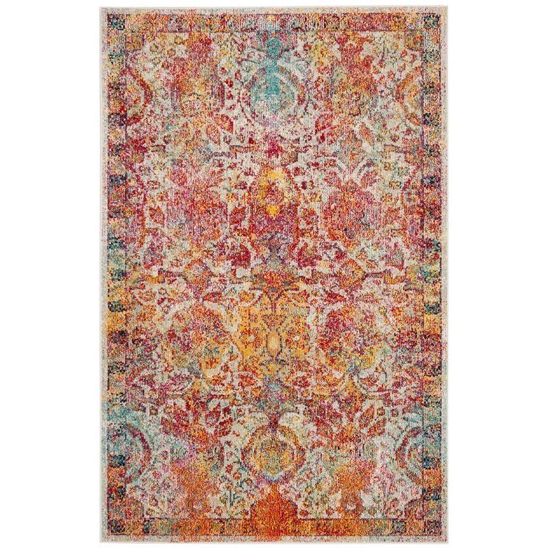 Crystal CRS505 Power Loomed Area Rug - Light Blue/Orange - 4'x6' - Safavieh.