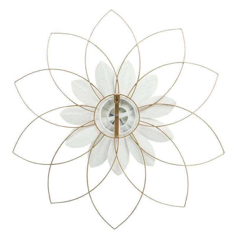 White and Blue Iron Lotus Wall Sculpture, 25"