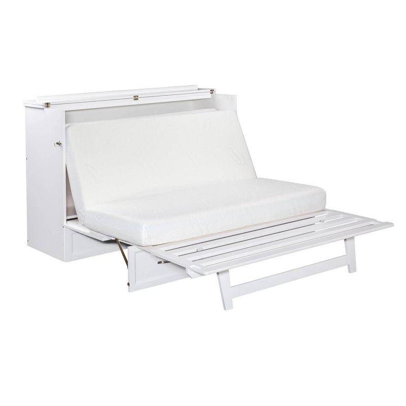 Queen Deerfield Murphy Bed Chest with Charging Station White - AFI: Space-Saving, Fold-Out Mattress, Elegant Design