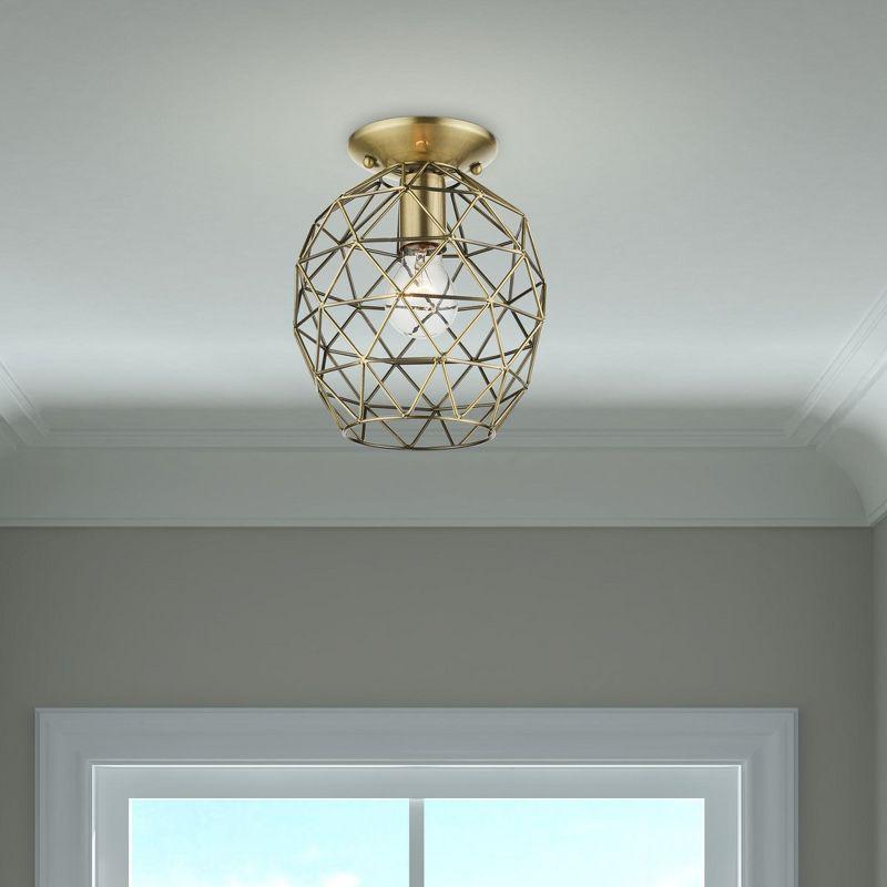 Livex Lighting Geometrix 1 - Light Flush Mount in  Antique Brass