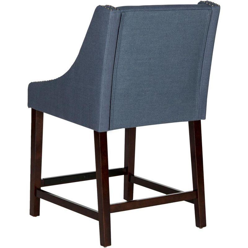 Espresso Wood and Navy Linen 23'' Transitional Counter Stool