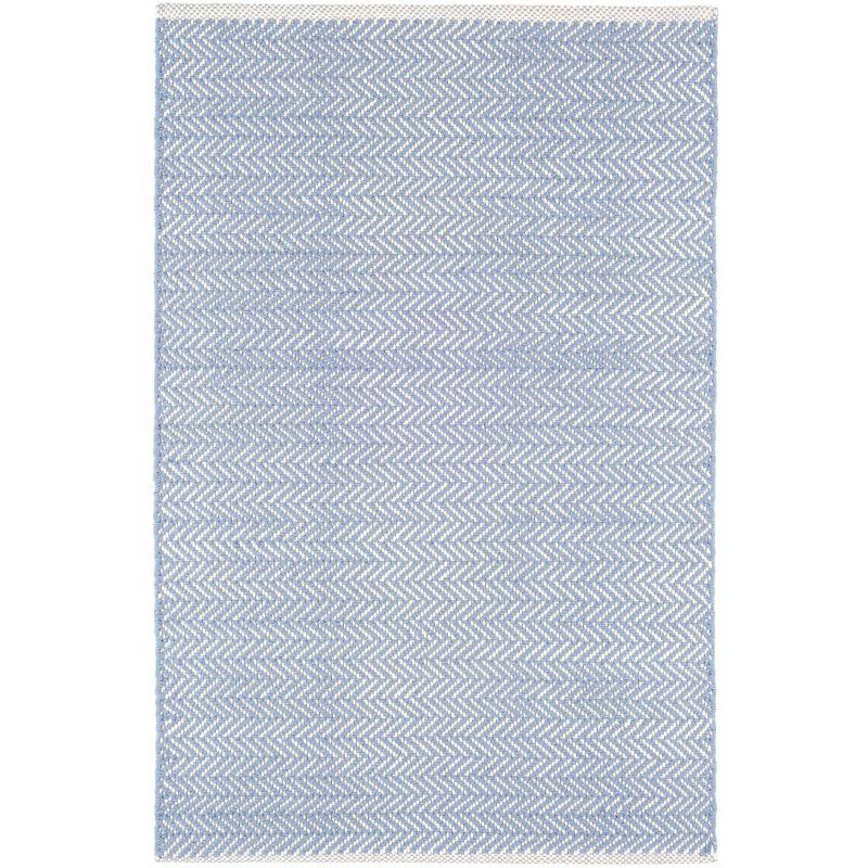 Herringbone Swedish Blue Handwoven Cotton Rug