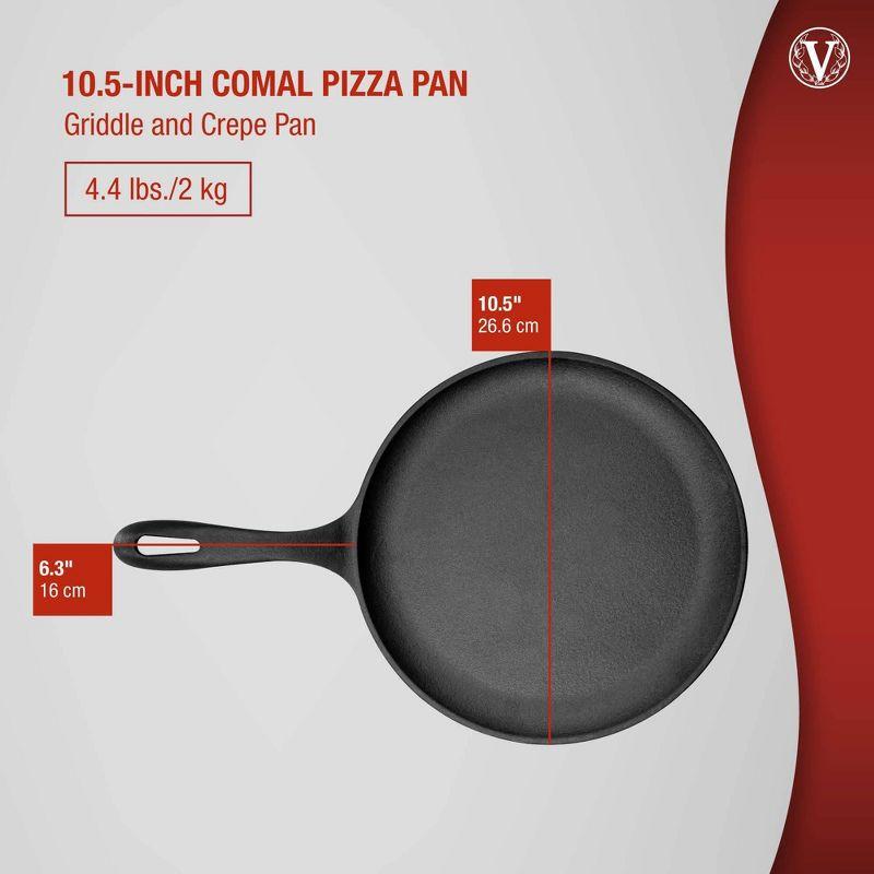 Victoria 10.5-Inch Preseasoned Cast Iron Griddle Pan with Long Handle