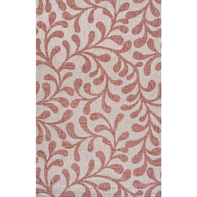 Reversible Vine Pattern Red/Beige 4'x6' Synthetic Area Rug