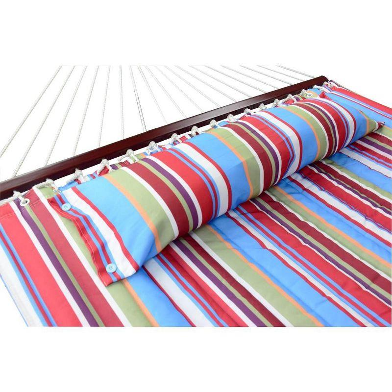 Sorbus Double Hammock With Stand - Quilted Fabric - Blue Red