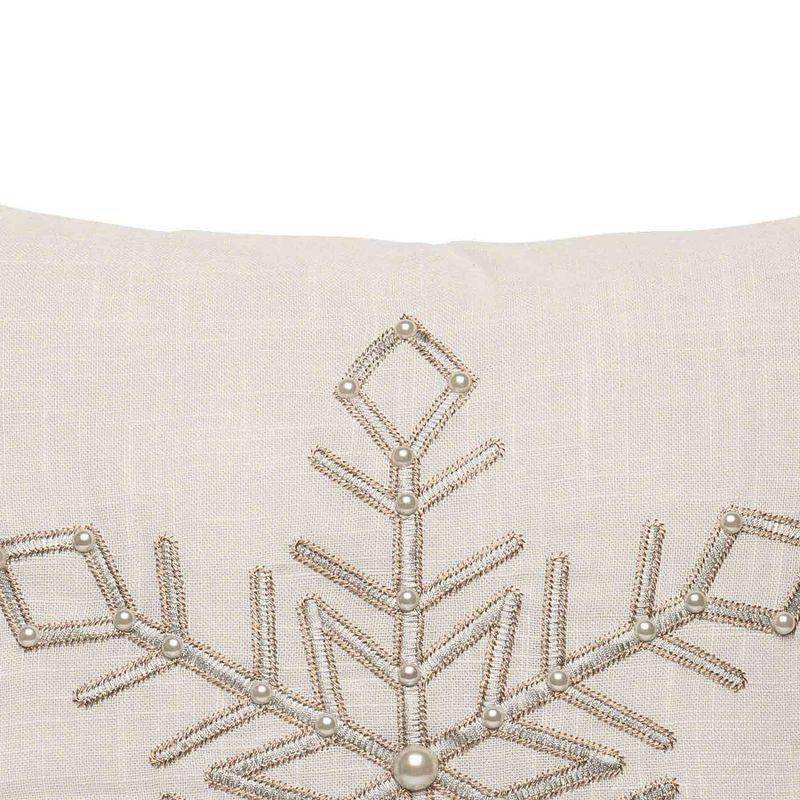 Champagne Embroidered Snowflake 18" Square Pillow