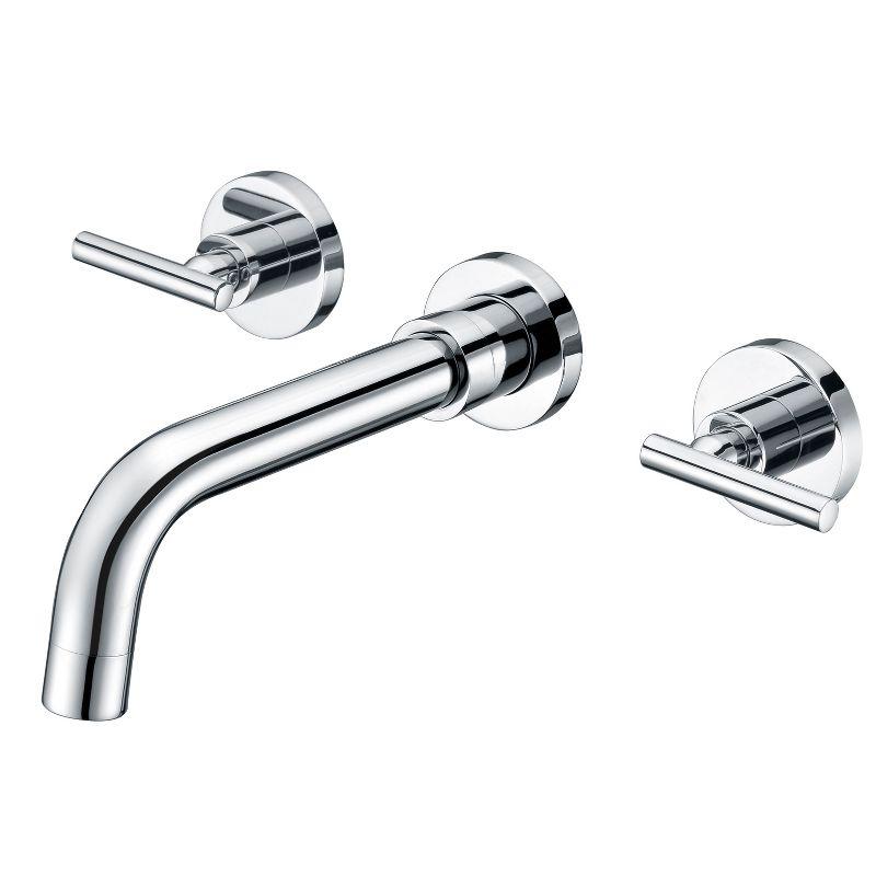 Chrome Wall-Mounted Bathroom Sink Faucet with Dual Handles