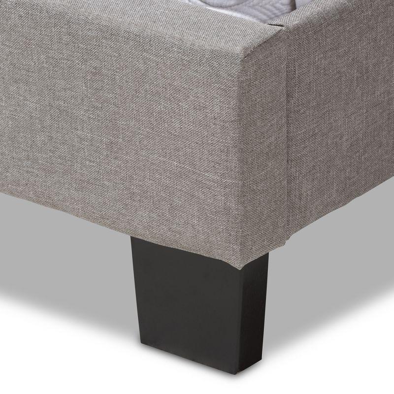 Light Gray Tufted Upholstered Full Bed with Wood Frame