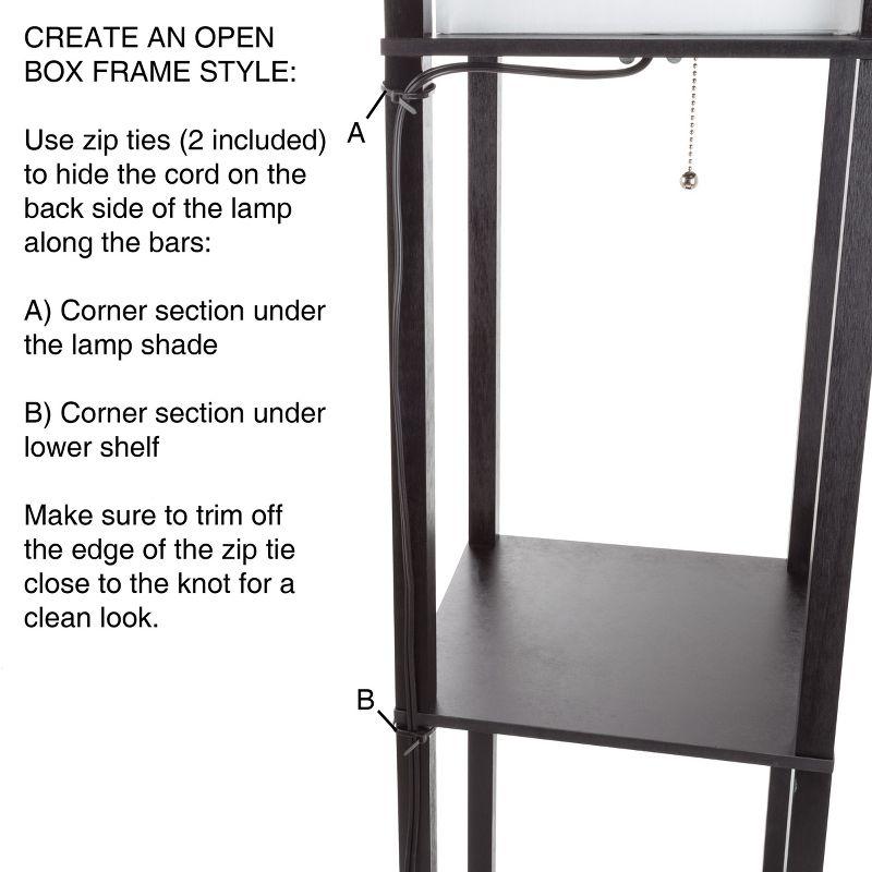 Torchiere Floor Lamp Black/White with 3-Tier Storage Shelves (Includes LED Light Bulb) - Lavish Home
