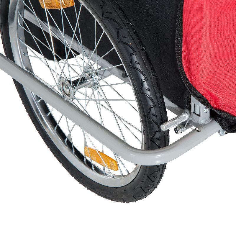 Aosom Elite Three-Wheel Bike Trailer for Kids Bicycle Cart for Two Children with 2 Security Harnesses & Storage, Red