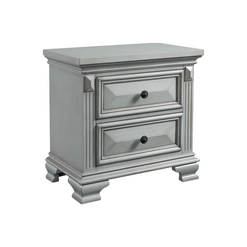 Trent Gray 2-Drawer Transitional Nightstand with Cedar Lining