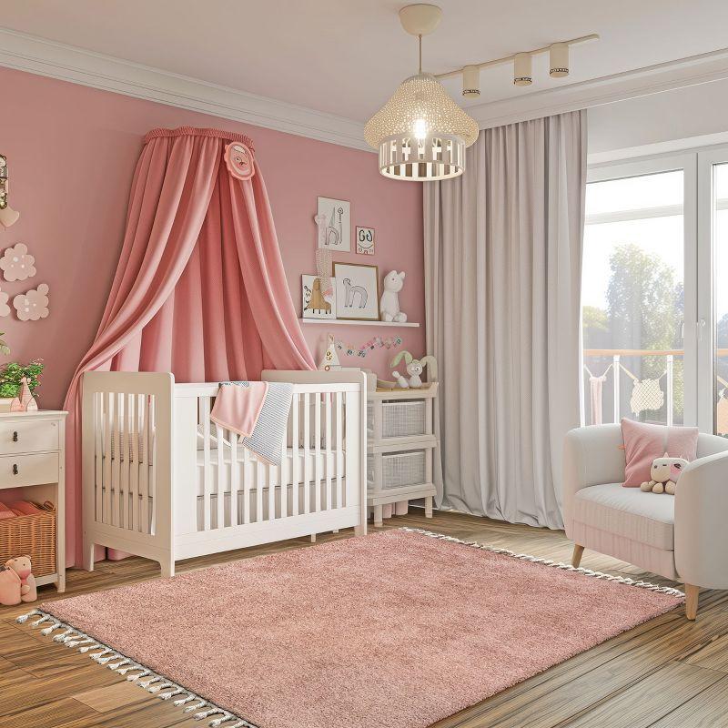 Nuloom Neva Solid 8x11 Shag Indoor Area Rug for Living Room Bedroom Dining Room Nursery, Blush/Ivory