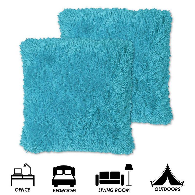 Sweet Home Collection Faux Fur Reversible Throw Pillow (Set of 2)