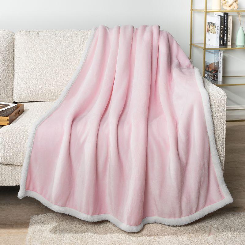 Blush Pink Twin Reversible Sherpa Fleece Blanket