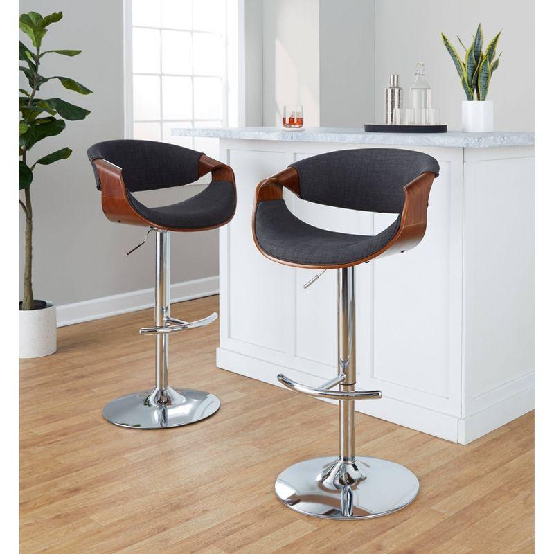 Swivel Upholstered Adjustable Height Counter Stool with Metal Frame