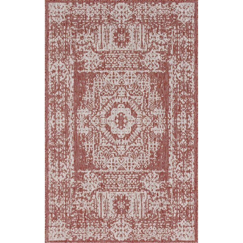 Timeworn Rust Red & Gray 5'3" x 8' Outdoor Area Rug