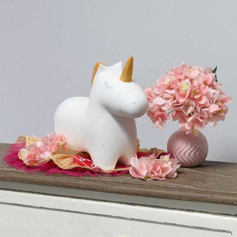 Porcelain Unicorn Shaped Table Lamp White - Simple Designs: Ceramic Nightstand Decor, ETL Listed, No Assembly Required