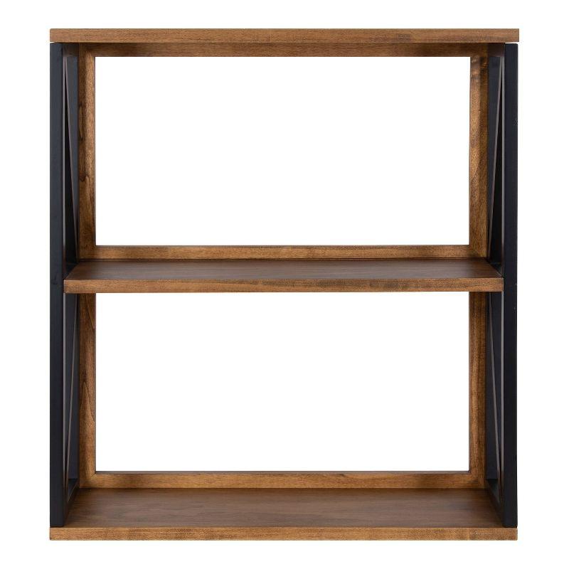 25" x 28" Rigby Wood Decorative Wall Shelf Rustic Brown/Black - Kate & Laurel All Things Decor: 3-Tier Storage