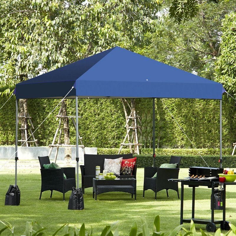 Costway 8x8 FT Pop up Canopy Tent Shelter Wheeled Carry Bag 4 Canopy Sand Bag Blue