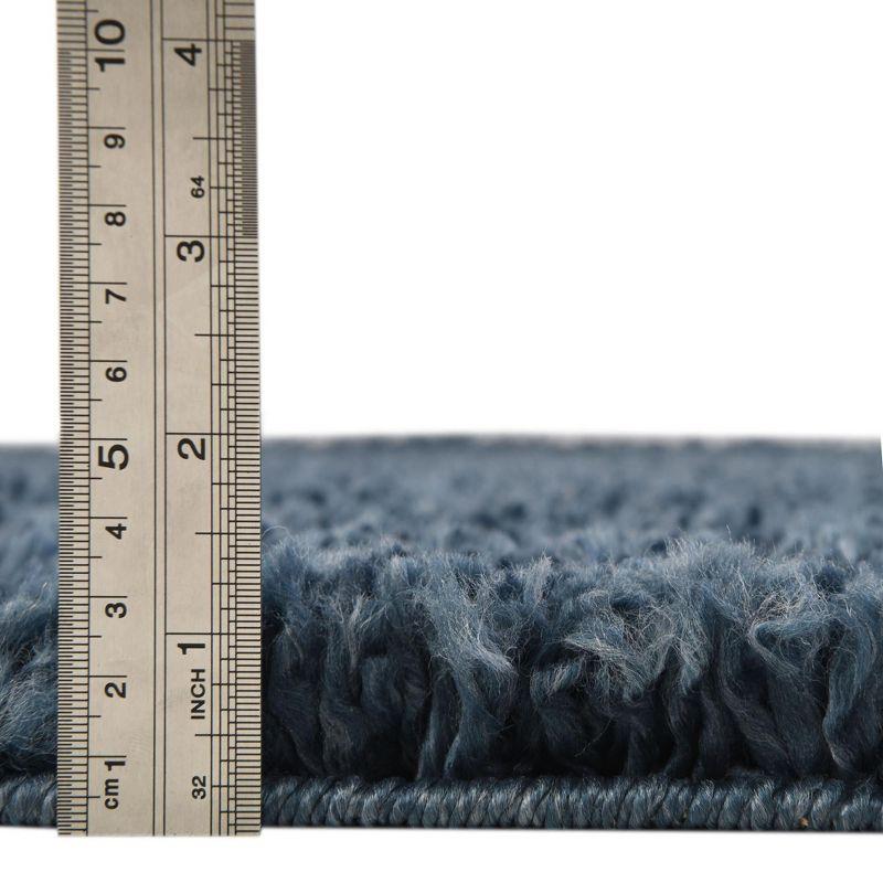 Marine Blue Braided Shag 8' x 10' Synthetic Area Rug