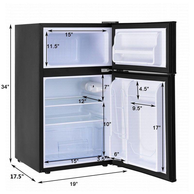 Costway Refrigerator Small Freezer Cooler Fridge Compact 3.2 cu ft. Unit Grey/Black/White