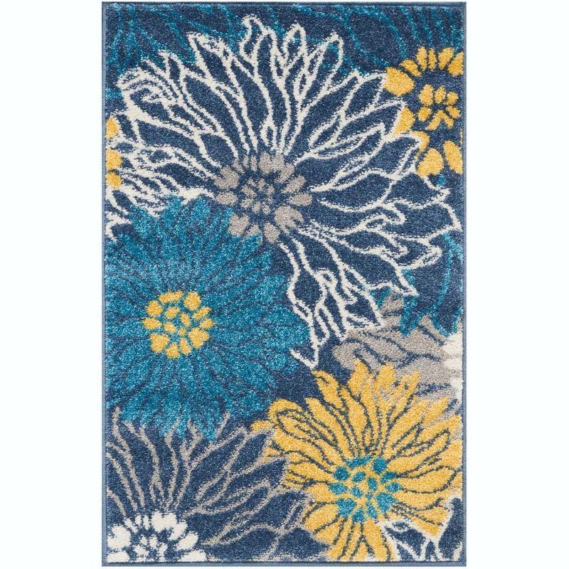 Nourison Passion 1'10" x 2'10" Blue Contemporary Indoor Rug