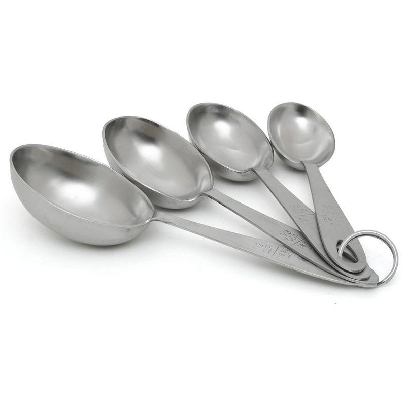 Shetler's Measuring Scoop Set, Durable 4-Piece Stainless Steel Spoon Set for Accurate Measurement of Dry and Wet Ingredients, for Baking and Cooking