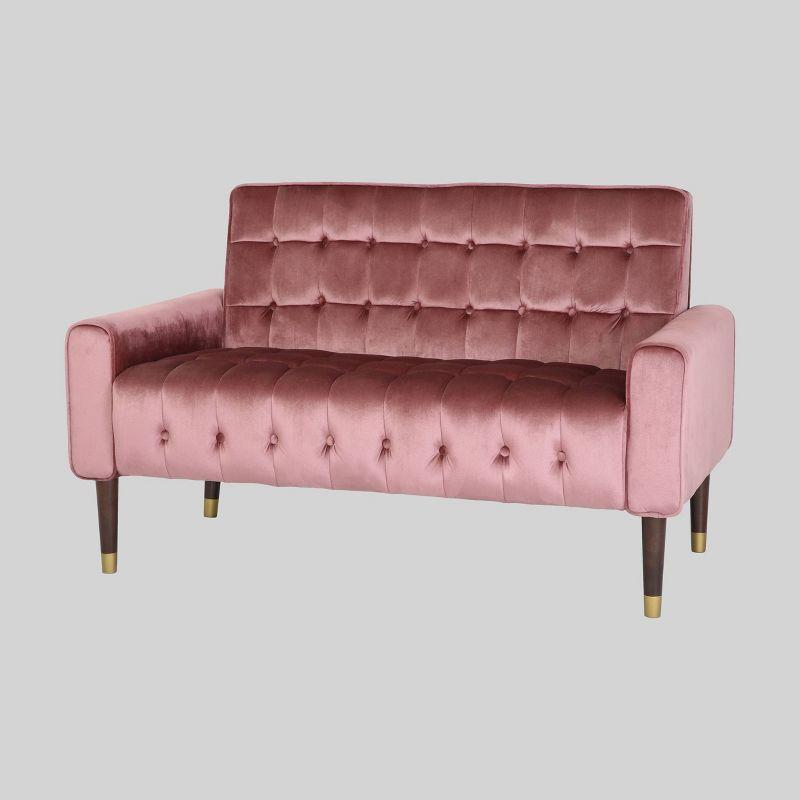 Harnett Tufted Velvet Loveseat Light Pink - Christopher Knight Home