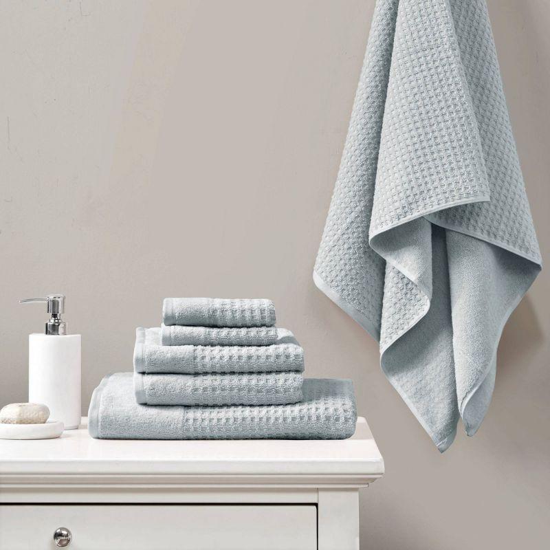 Madison Park Spa Waffle Cotton Jacquard Antimicrobial Bath Towel 6 Piece Set