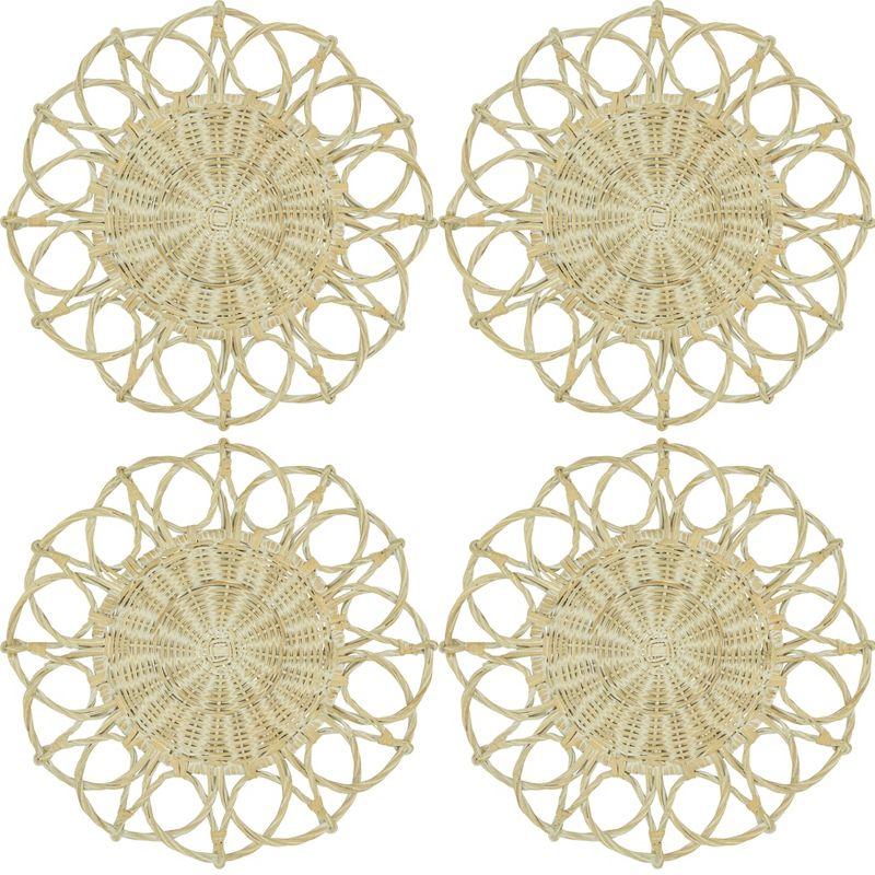 Twisted Rattan White Round Placemats, Set of 4