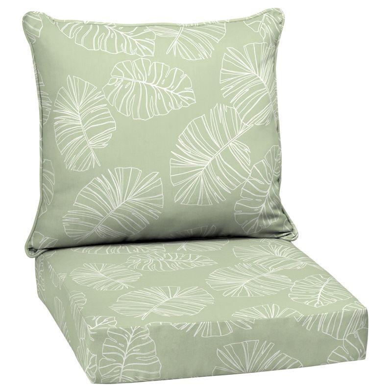 Coastal Green Leaf Eco-Friendly Outdoor Deep Seat Cushion Set